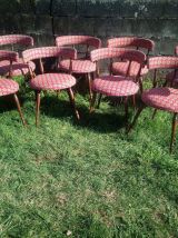Fauteuil 60's 70's tissu rouge ou jaune  vintage retro