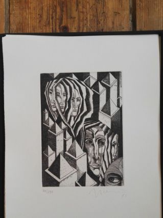 Gravure signée, numérotée, Giovanni Giannini pour Edgar Poe