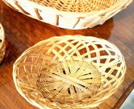 3 corbeilles en osier vintage 