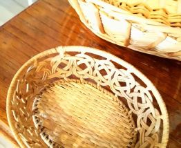 3 corbeilles en osier vintage 