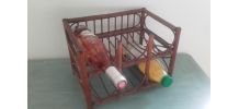 Porte bouteilles vintage en rotin