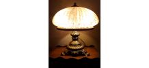 Lampe Art Deco Bronze Doré Pate De verre