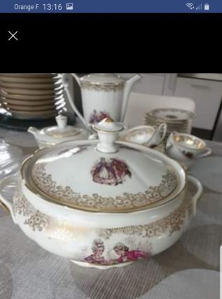 Service vaisselle véritable porcelaine berry Chauvigny 