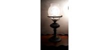 lampe acier patine avec globe crisal 36x15 