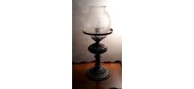 lampe acier patine avec globe crisal 36x15 