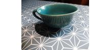 Tasse ancienne Gien beue turquoise
