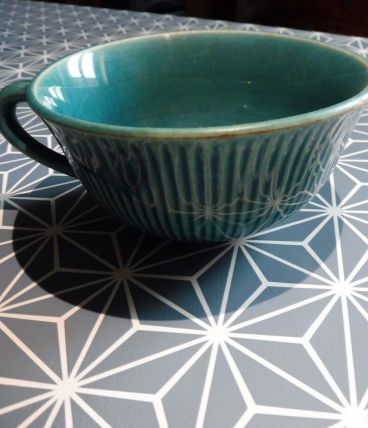 Tasse ancienne Gien beue turquoise