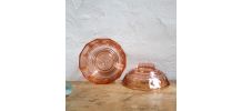 Boîte art déco en verre rose