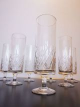 Lot de 7 flûtes à Champagne en cristal
