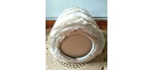 Pouf moumoute beige - Années 70