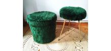Duo pouf et tabouret moumoute - Années 70