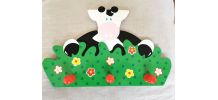 Porte manteau en bois motif vache 