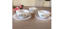 Lot de 3 tasses Opaline Arcopal Vintage shabby