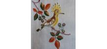 Nappe brodée à la main 143 x 146 cm, 6 serviettes 43 x 43 c 