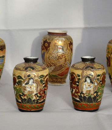 Lot de 5 petits vases Satsuma 9 et 12 cm