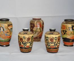 Lot de 5 petits vases Satsuma 9 et 12 cm