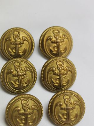 lot de 6 boutons ancien 20 mm M. Bourdon uniforme marin 