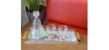 Service a liqueur vintage 1950, carafe, verres, plateau