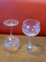 Service de table carafe et de 4 verres ciselés vintage