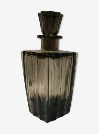 Carafe à alcool en verre fumé 1950