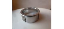 Bague en argent 925 et galuchat, taille 19 mm (62)
