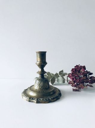 Bougeoir ancien en bronze doré