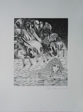 Gravure signée G. Giannini - Alice au pays des merveillesl
