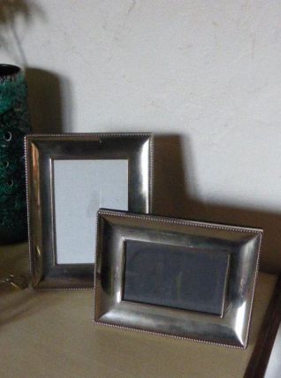Lot de deux Cadres en metal et velours noir vintage 1970