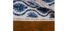 Coupon de Tissus BOUSSAC modele Séville, fleurs bleues 
