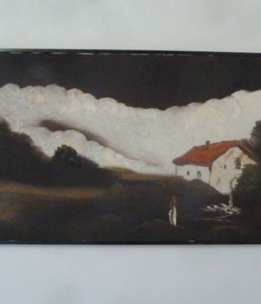 Grande toile acrylique, moulin perdu dans la nature