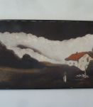 Grande toile acrylique, moulin perdu dans la nature