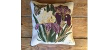 Housse coussin brodé main petit-point, pure laine DMC 42x42