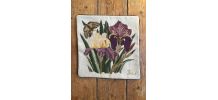 Housse coussin brodé main petit-point, pure laine DMC 42x42