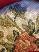 Housse coussin brodé main petit-point, pure laine DMC 42x42