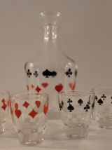 Service à liqueur vintage jeu de cartes
