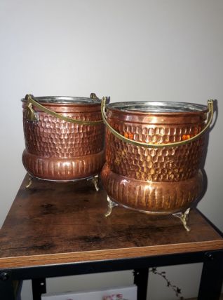 Duo de chaudrons en cuivre  - Cache-pot - Déco - Vide poche