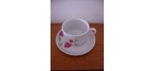 6 anciennes tasses à café en porcelaine ornées de tulipes ro