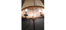 lampadaire classique 3 feux grand abat-jour tissu blanc 