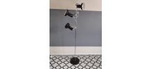 lampadaire vintage années 70, 3 spots, tige chromée