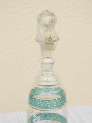 Carafe émaillée.  Deux bandes couleur turquoise 