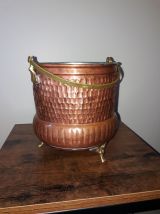 Déco en cuivre - Chaudron avec sa louche - Cache pot Vintage