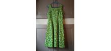 Robe d été vintage année 70 à fleurs vert et noire 