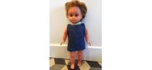 Poupée ancienne années 50-60 robe bleue 34 cm BIPGE