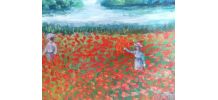 Tableau paysage de coquelicots