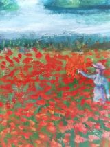 Tableau paysage de coquelicots