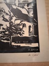 lithographie encre de chine signée A.Gain numérotée et signé