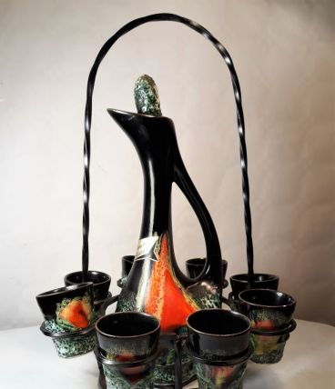 Service à liqueur Vallauris Lava 1950