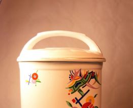 Pot à farine vintage Moderniste en faïence Porelite