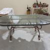 Table ovale fer+ verre