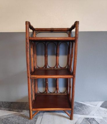 étagère rotin 3 tablettes des années 70